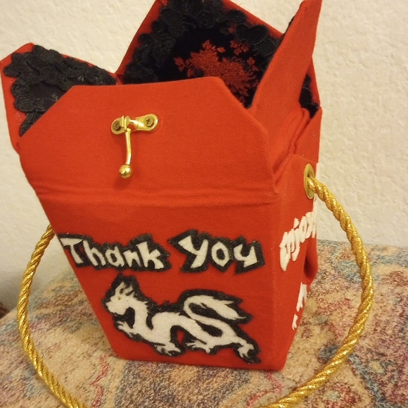 Handmade functional art minaudiere handbag. Take out carton. - Picture 6 of 7